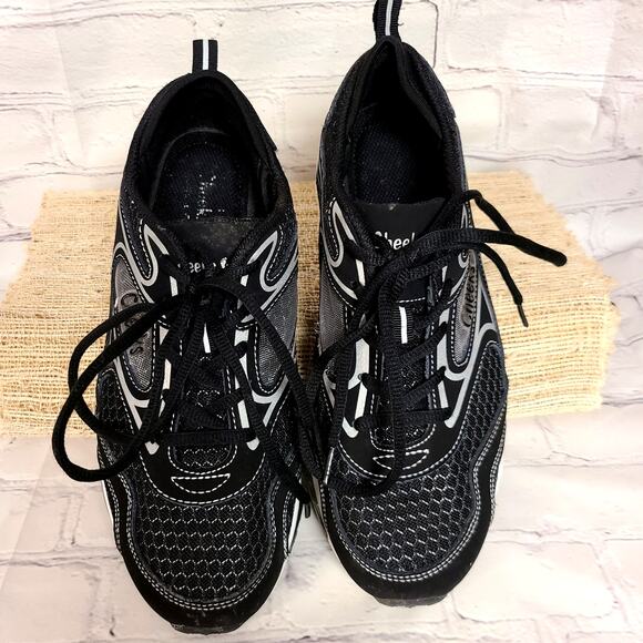 Cheeks Air Trac Trainer Womens Sz 9 Black Silver Sneakers Streetwear Athleisure - Picture 3 of 5